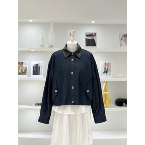 [여주점] 여성 포인트 레더 카라 데님 자켓 (L261MSF011)