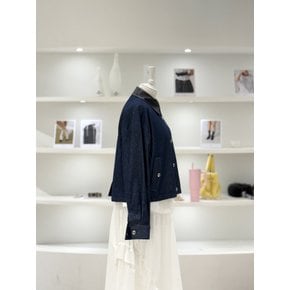 [여주점] 여성 포인트 레더 카라 데님 자켓 (L261MSF011)