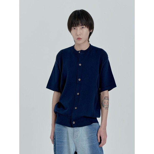 Round Button Knit (Navy)