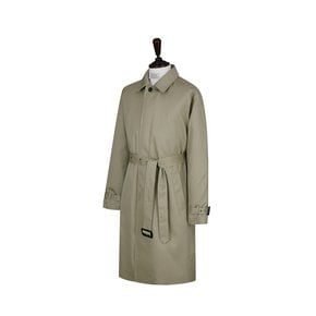 Gaberdine cotton Balmaccan Coat (Light Olive)