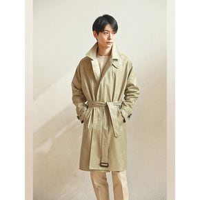 Gaberdine cotton Balmaccan Coat (Light Olive)