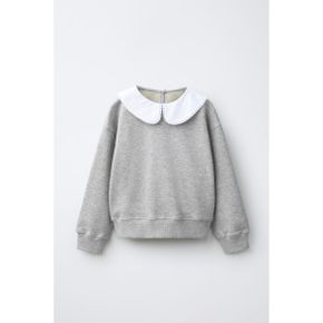 ZARA 자라 키즈 글리터 스웨트셔츠콘트라스트 피터팬 카라 그레이 말 9003706812 9003706 131802