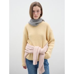 WAFFLE KNIT PULLOVER - YELLOW