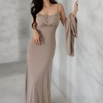 신세계라이브쇼핑 [옷자락] 여성 셔링 글램룩 슬림 스트랩 롱드레스 볼레로 카디건 세트