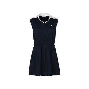 PIQUE COLLARED BANDING DRESS_Navy