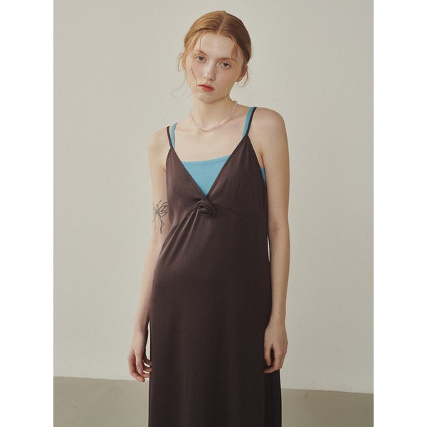 Rose Corsage Sheer Long Dress_BROWN(315302)
