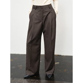 (올시즌) WOOL BLEND LONG WIDE SLACKS_BROWN