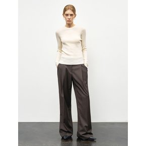 (올시즌) WOOL BLEND LONG WIDE SLACKS_BROWN