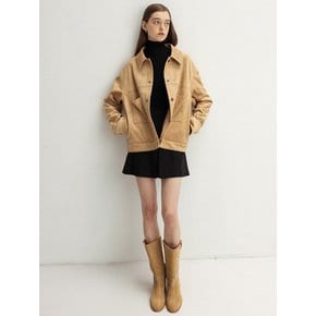 faux suede trucker jacket (beige)