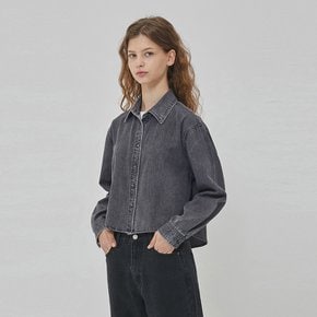 DENIM MINIMAL CROP SHIRT GREY