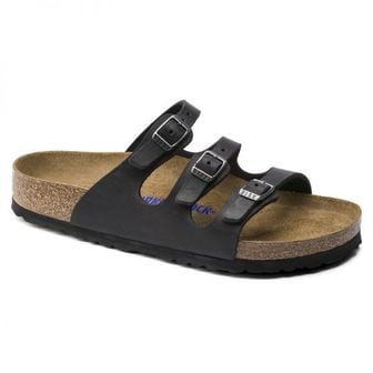 버켄스탁 우먼 Birkenstock 플로리다 소프트 풋베드 천연가죽 오일드 - 블랙 검정 1011445