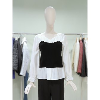 듀엘 [파주점] 니트 레이어드 프릴 블라우스 L261PSC004