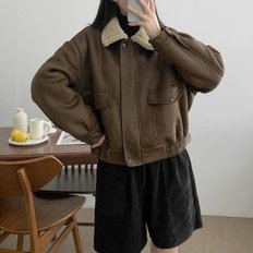 브이와이 여자 뽀글이무스탕 가죽 점퍼_WJK23180