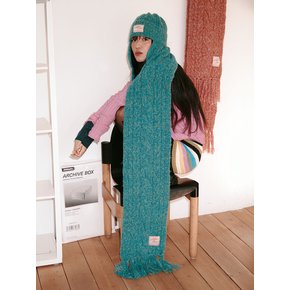 Cable Knit Muffler [Mossy Blue]