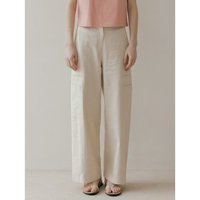 LINEN CARGO PANTS - Ivory