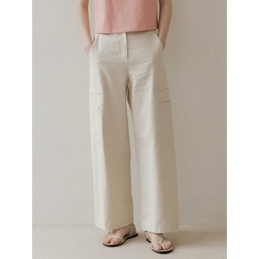 LINEN CARGO PANTS - Ivory