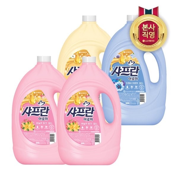 샤프란 아로마 섬유유연제 3.1L x 4개 (코튼/아로마/핑크 중 택1)