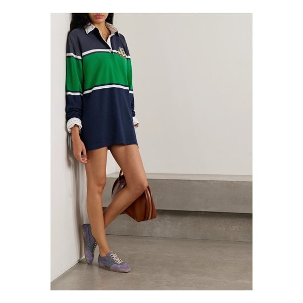 오버사이즈 자수 스트라이프 오가닉 코튼 저지 폴로 탑 46376663162871126