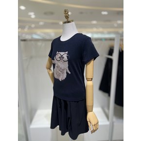 캣 프린트 슬림 티셔츠 509060