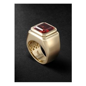 14-Karat Gold Orange Sapphire Signet Ring 오렌지