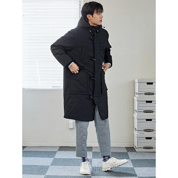 토글 버튼 후드 롱 패딩 CXS23WWPJA04 BLA