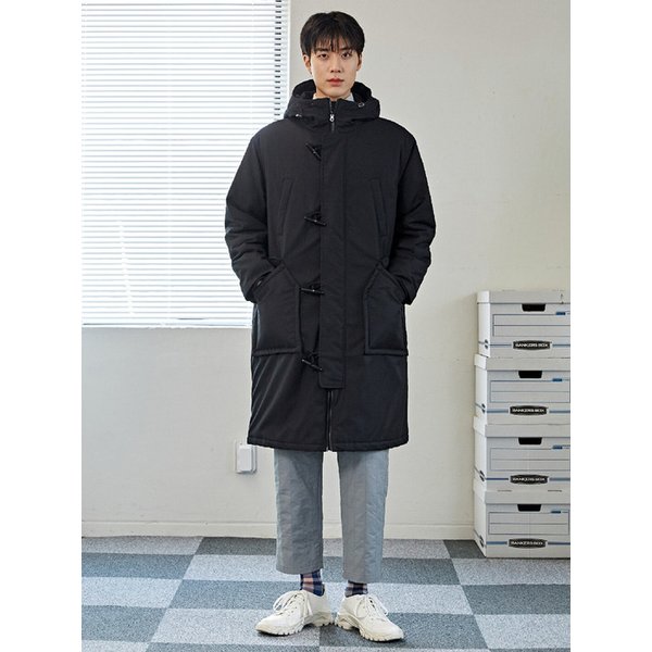 토글 버튼 후드 롱 패딩 CXS23WWPJA04 BLA