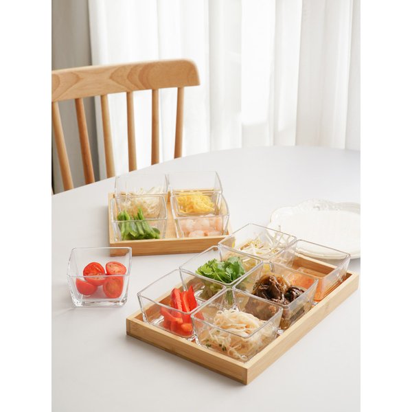 유리나눔 플레이트  + 우드 트레이 플레터 세트