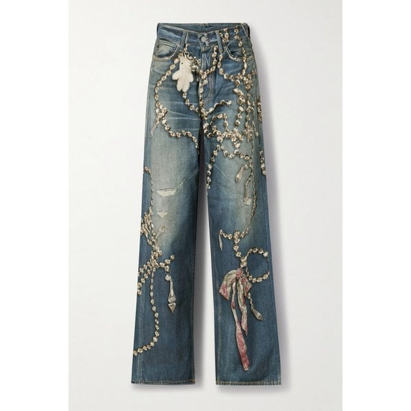 트롱프뢰유 프린트 하이웨이스트 와이드 진 46376663162902314