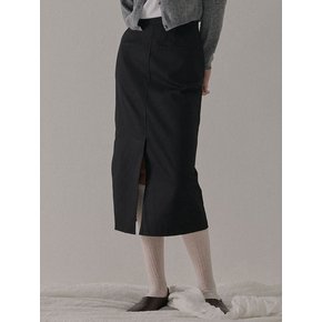 POCKET H LINE LONG SKIRT BLACK