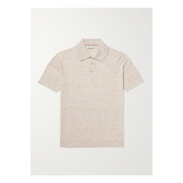 브루넬로쿠치넬리 멜란지 리넨 코튼 혼방 폴로 셔츠 뉴트럴 1647597352949888