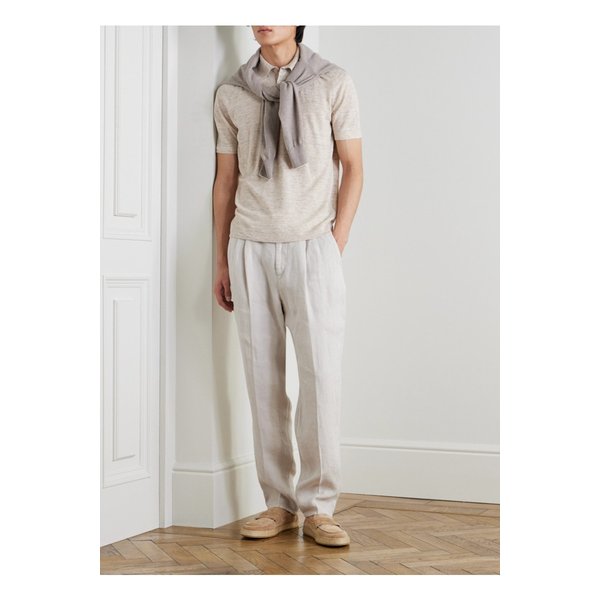 브루넬로쿠치넬리 멜란지 리넨 코튼 혼방 폴로 셔츠 뉴트럴 1647597352949888