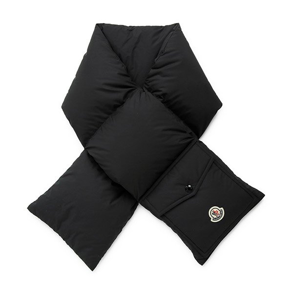 [부산점] 몽클레어 25FW 블랙 로고 패치 포켓 구스 다운 패딩 머플러 3C00006 597YW 999