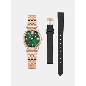 Gem-Rosegold/Emerald SET (Black leather)