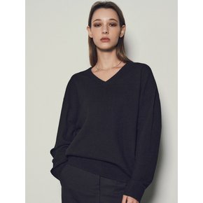 Soft Wool Blend V-neck Knit_CTK221(Black)