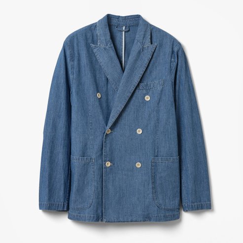 샌프란시스코마켓 EAST HARBOUR SURPLUS DOVER 315 DOUBLE BREASTED JACKET WASHED BLUE EHE1M10004A81