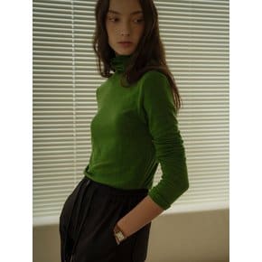 Tencel wool blended sheer turtle neck(Green)