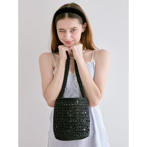 No.221 / Lily Raffia Crochet Bucket Bag _ Black