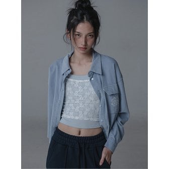 마스언에브릴 CORDUROY CROP SHIRTS_BLUE