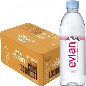  이토엔 evian(에비안) 경수 미네랄 워터 페트병 500ml×24개 [정규 수입품]