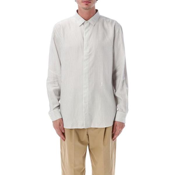 확대된 대표 생로랑 긴팔 셔츠 859786Y2N19 9787 BLACK WHITE STRIPE