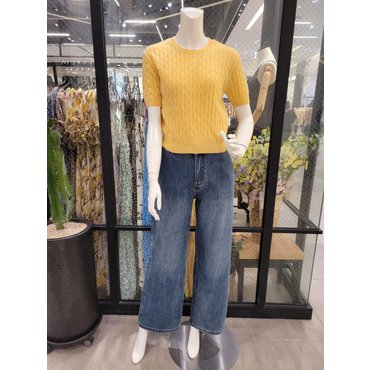 파프리카 NJ3KT805 캐시울 꽈배기 반팔 니트