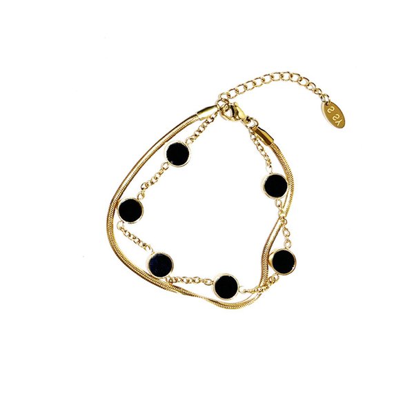 double layerd onyx stone bracelet circle silver