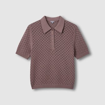 JAJU 여 크로쉐 카라 반팔 니트 J1162027330BS