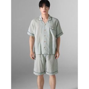 남자 남성 쿨링 고방체크 반팔 반바지 잠옷 세트 BMJT002_P429911838