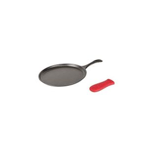 미국 롯지 무쇠팬 Lodge Cast Iron Round Griddle with Red Silicone Hot Handle Holder 10.5inc