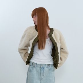 Reversible Crop Fur Jacket_IVORY