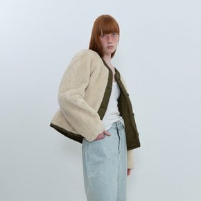 Reversible Crop Fur Jacket_IVORY