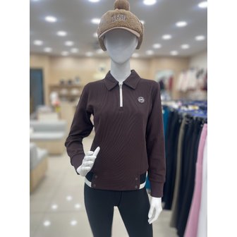르꼬끄골프 [여주점] 여성 골지 기모 반집업 티셔츠 GQ422LTLO1 DEBR
