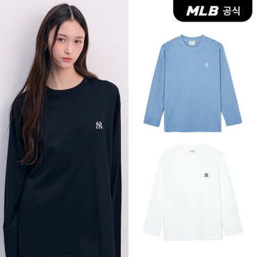 MLB [코리아공식]베이직 스몰로고 루즈핏 긴팔 티셔츠 (3 COLOR)