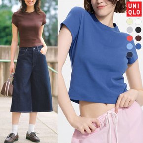 UNIQLO 유니클로 여성 미니T 크롭 반팔 티셔츠 블루